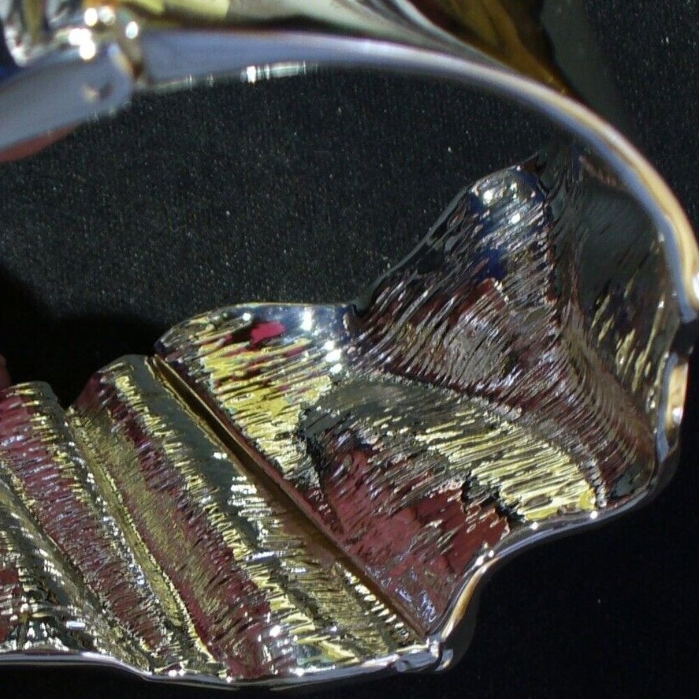 NINE WEST Mod/Contemporary Silver Abstract Molten Clamper Hinged Bracelet**NEW! - Picture 2 of 7